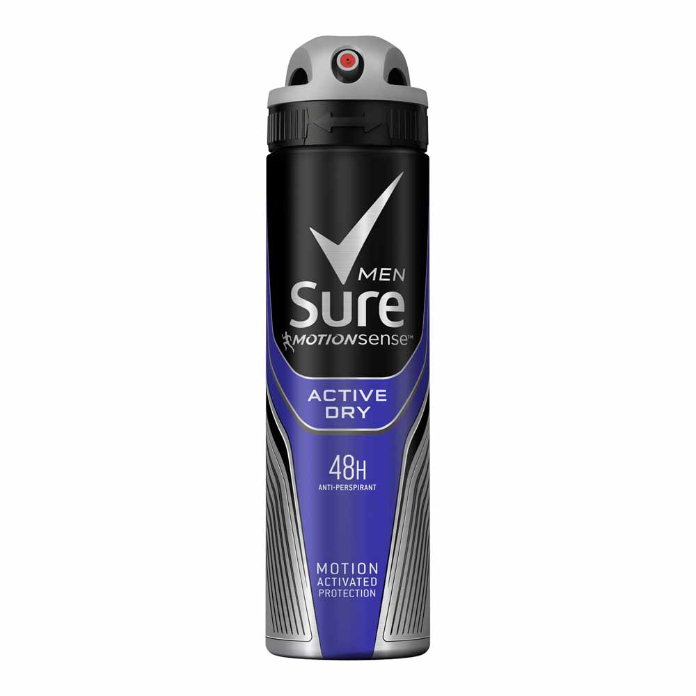 Sure For Men Active Dry Anti Perspirant Spray 150ml Image 1