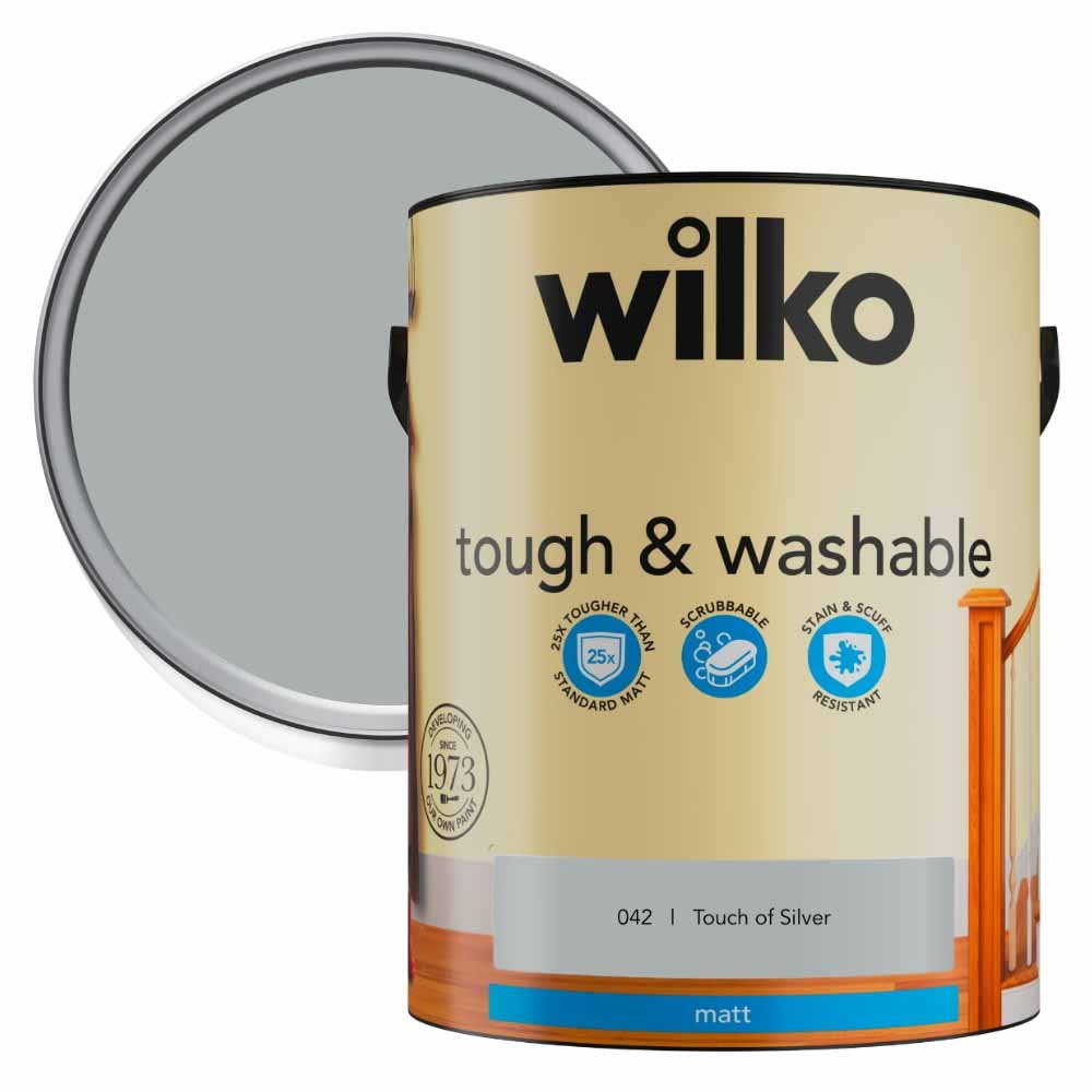 Wilko Tough & Washable Touch of Silver Emulsion Paint 5L Image 1