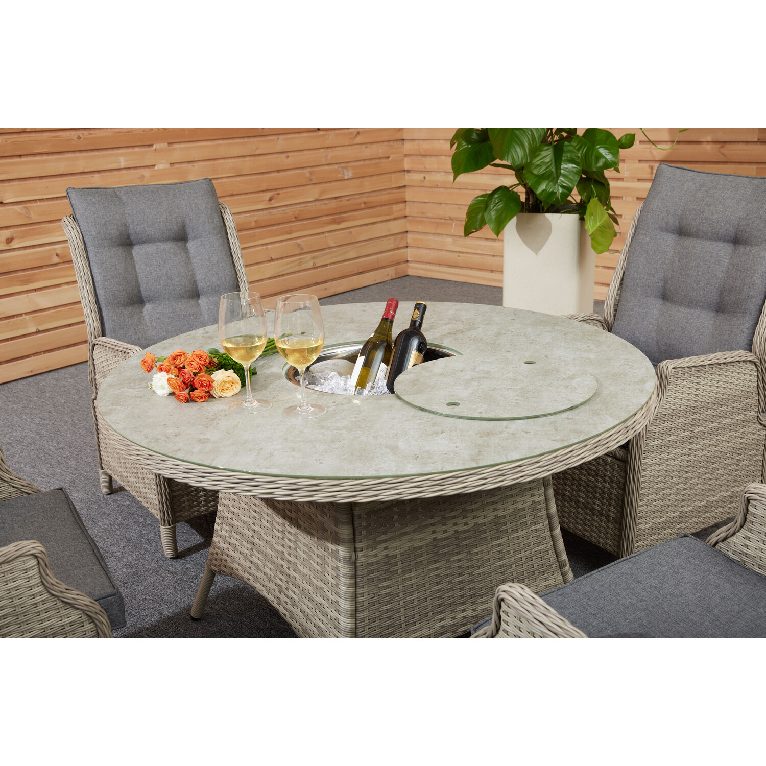 Malay Deluxe Malay Deluxe Cambridge Wicker 4 Seater Reclining Dining Set Natural Image 4