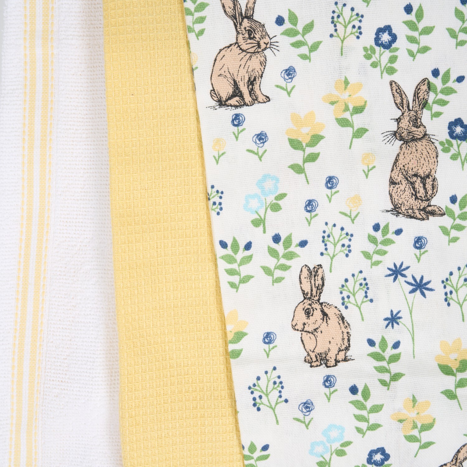 Pack of 3 Floral Bunny Tea Towels Image 3
