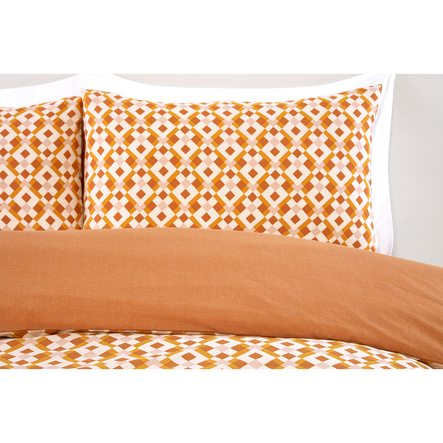 Dalton Reversible Geometric Duvet Set - Rust / King Image 4