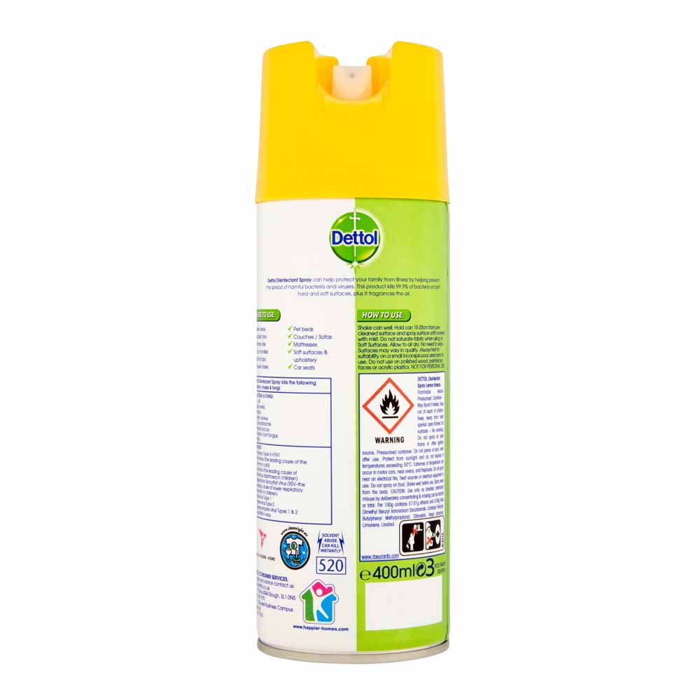 Dettol Lemon Disinfectant Spray Case of 6 x 400ml Image 4