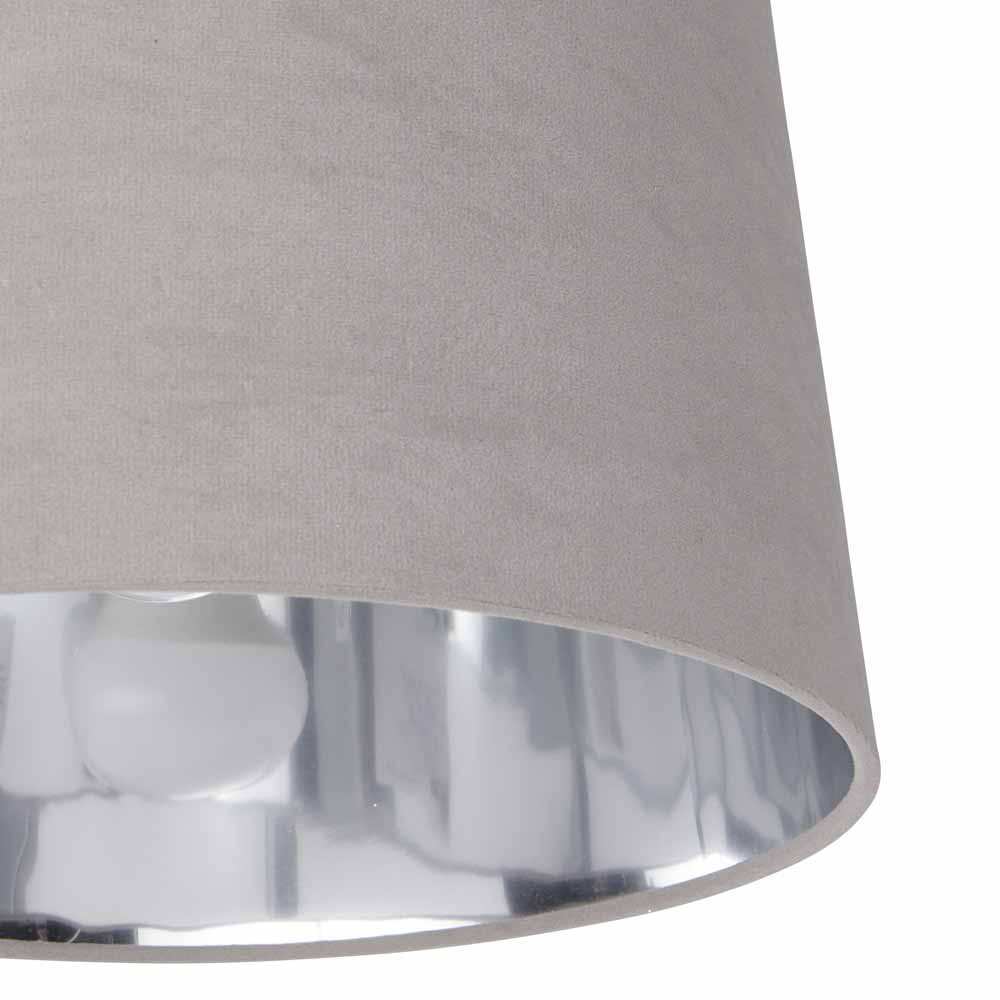 Wilko Grey Silver Velvet  Light Shade Image 2