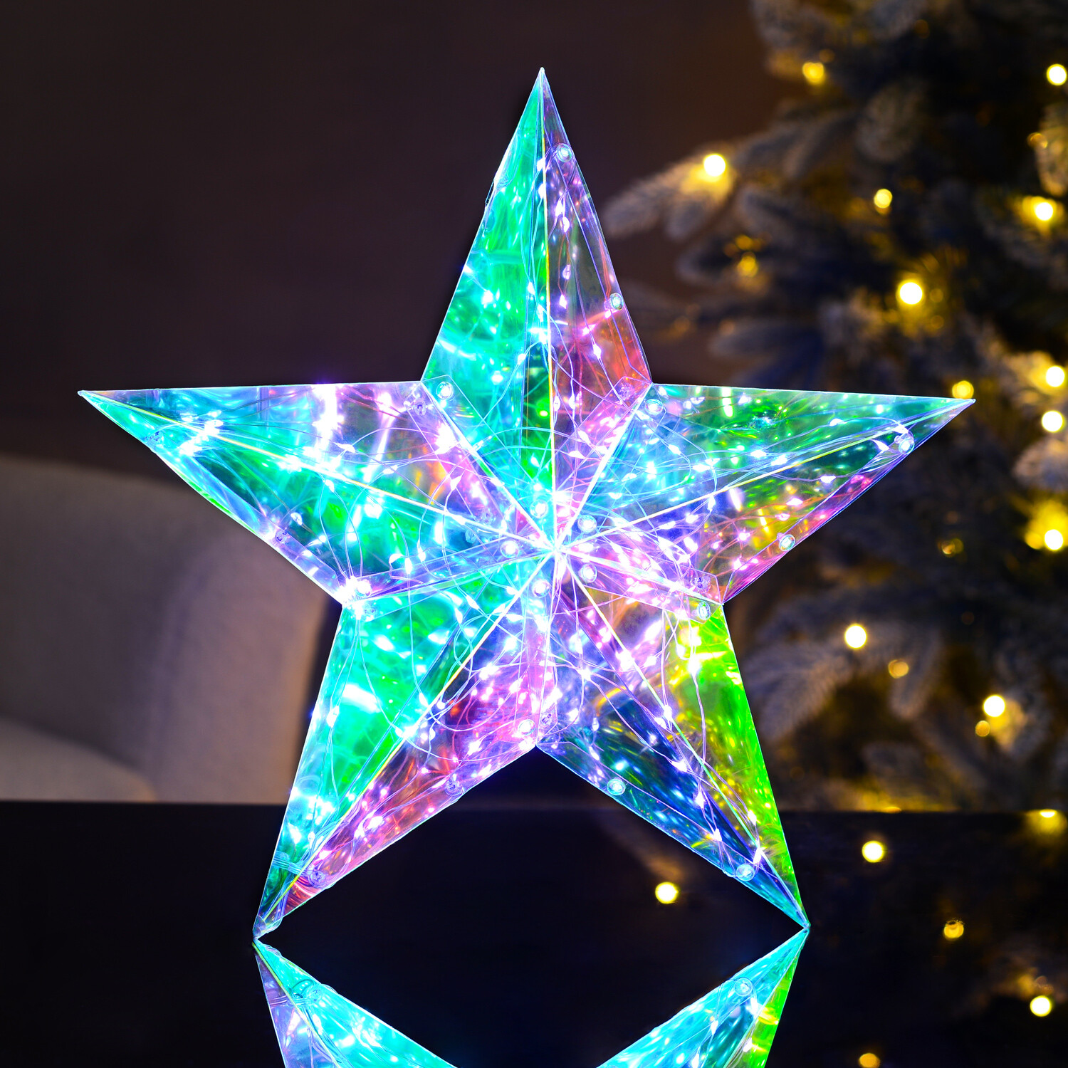 Iridescent LED Star Decoration Image 2