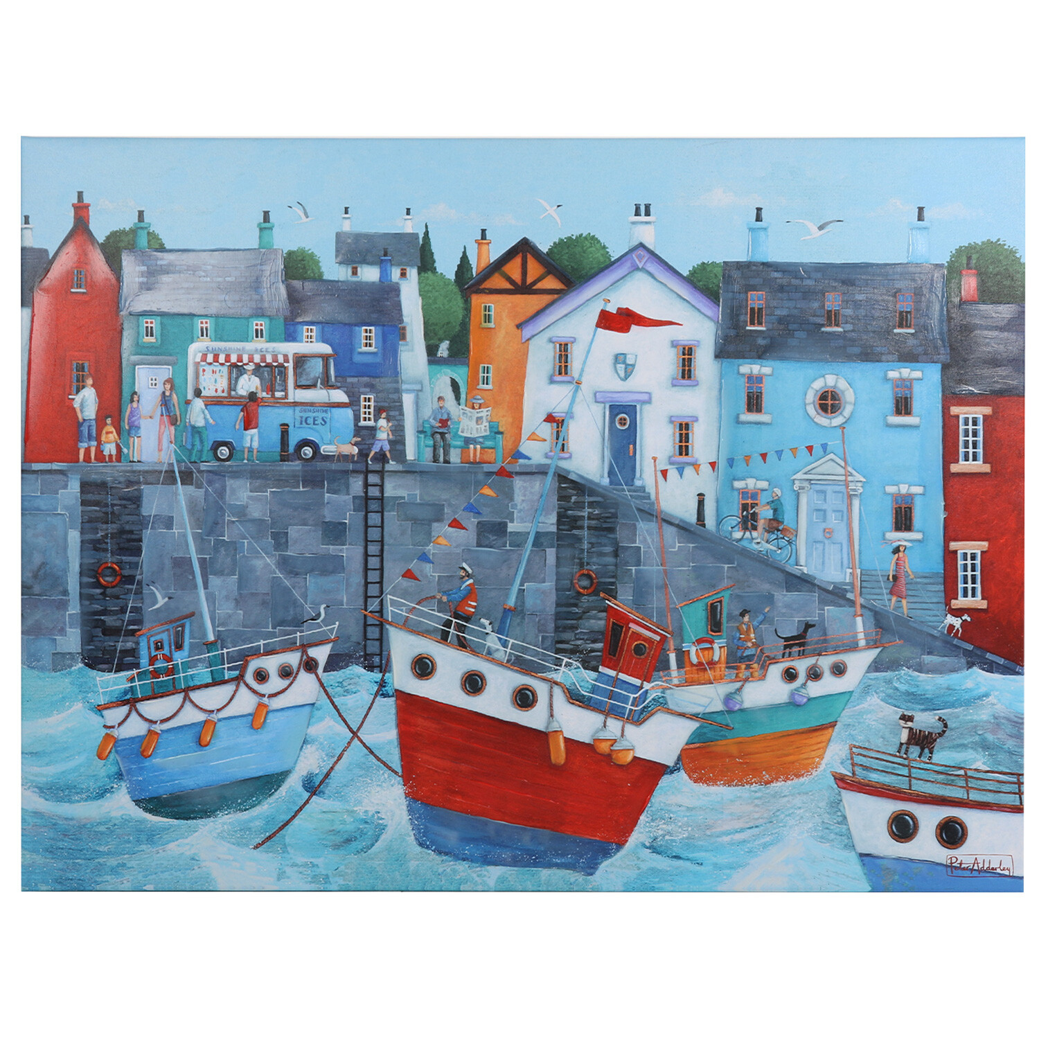 Peter Adderley Life In The Harbour Canvas Wall Art Image