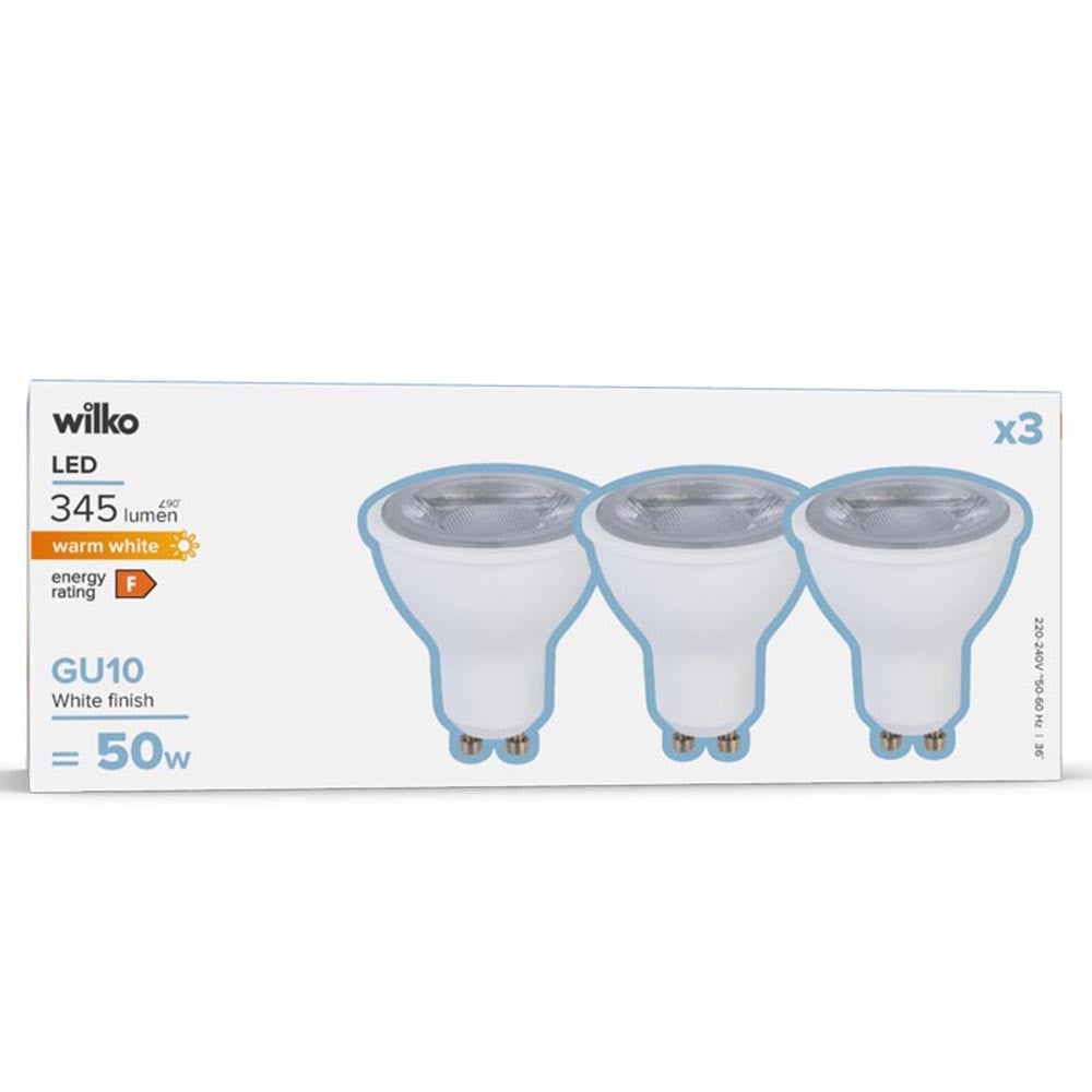 Wilko 3 Pack GU10 LED 345 Lumens Spotlight Bulb Image 1