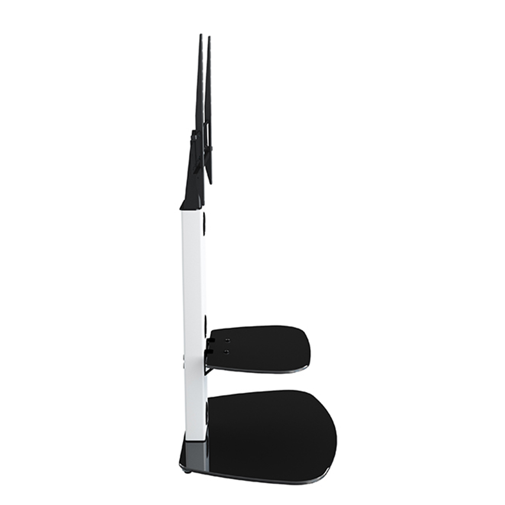 AVF Lucerne Satin White and Black Glass Curved Pedestal TV Unit Image 5