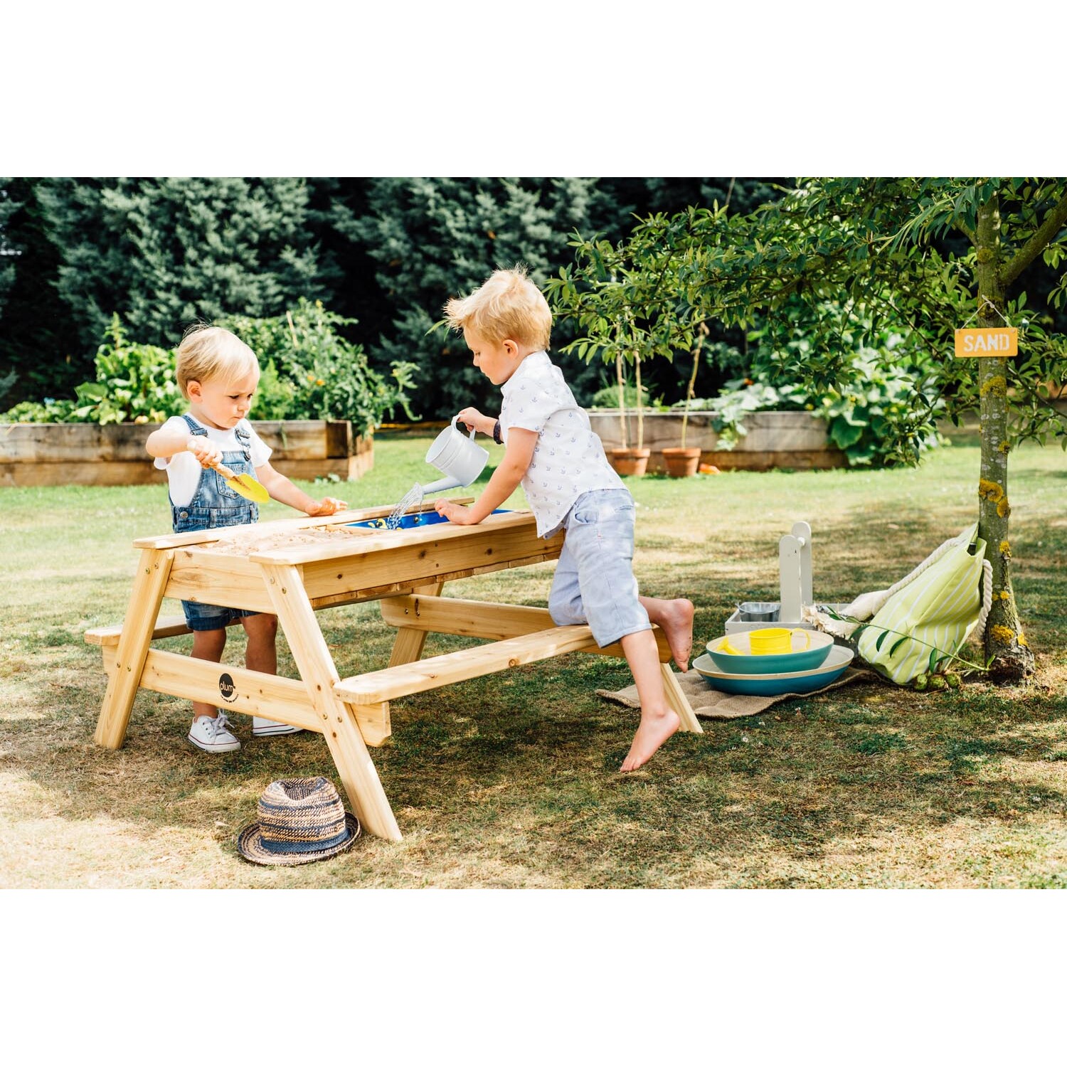 Wooden Sand & Water Picnic Table - Brown Image 3