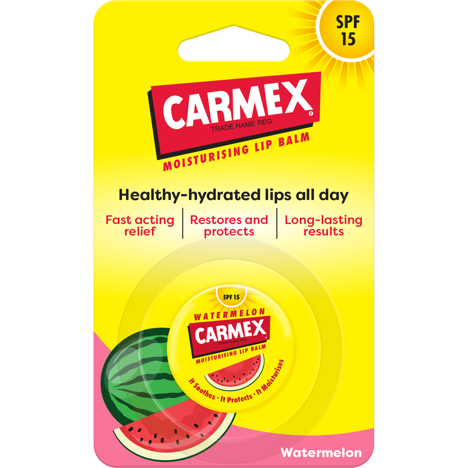 Carmex Moisturising Lip Balm Pot - Yellow / Watermelon Image