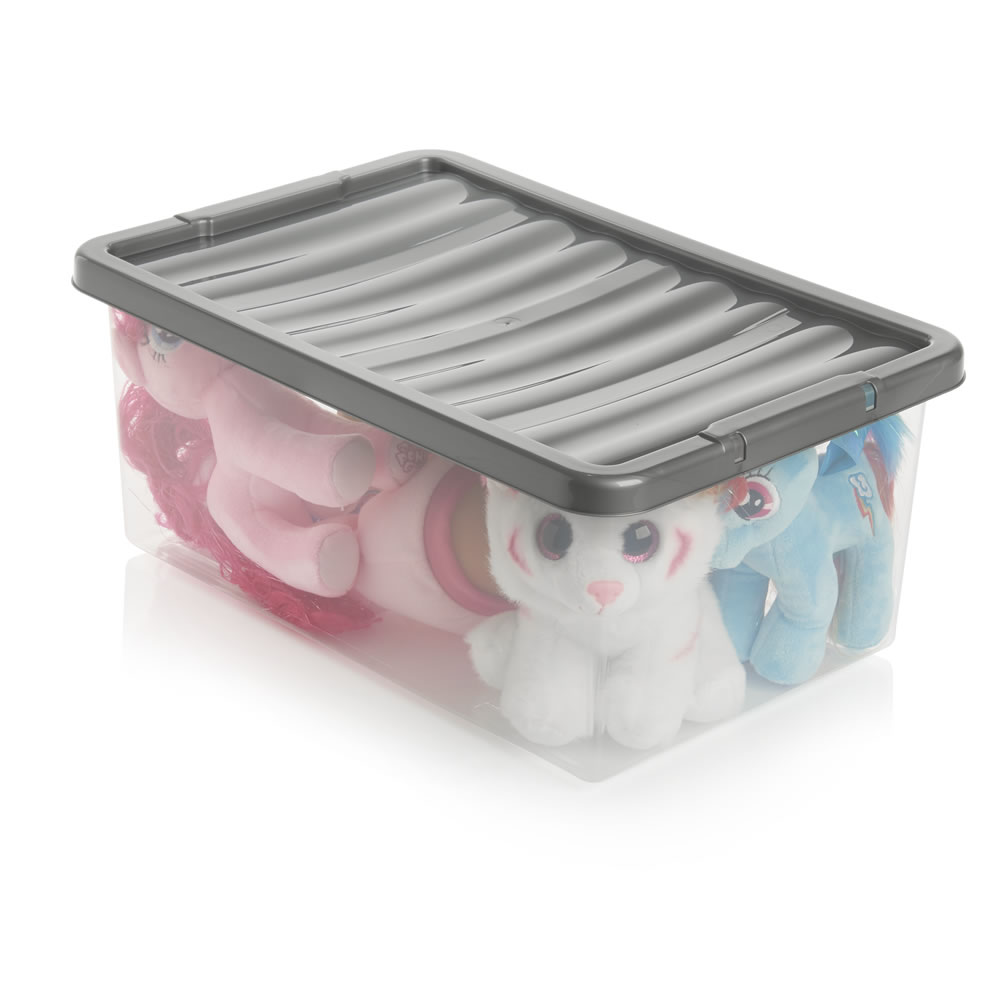 Wilko 12L Storage Box with Silver Lid 3 pack Image 2