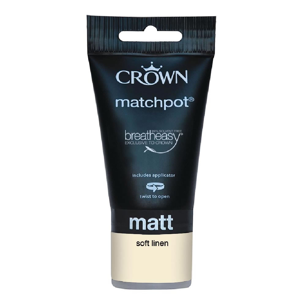 Crown Matt Emulsion Paint Tester Pot Soft Linen 40ml Image 1