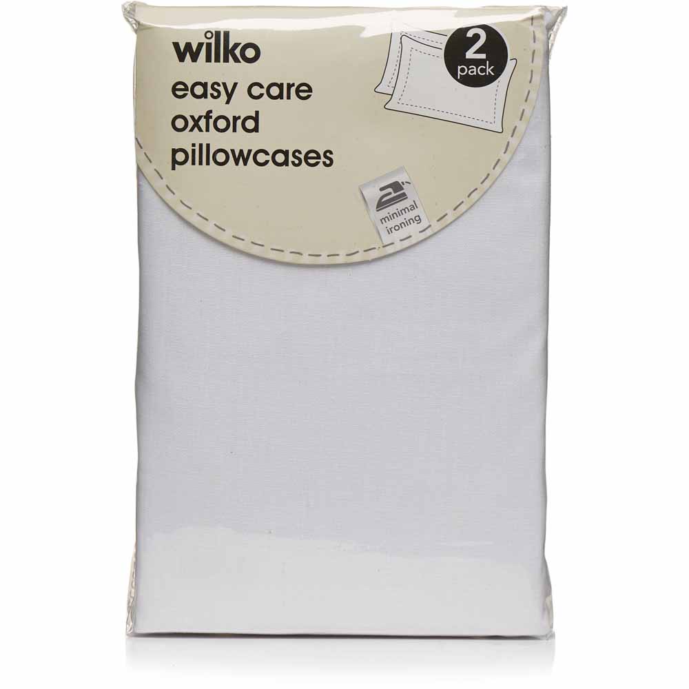 Wilko Easy Care White Oxford Pillowcases 2 Pack Wilko