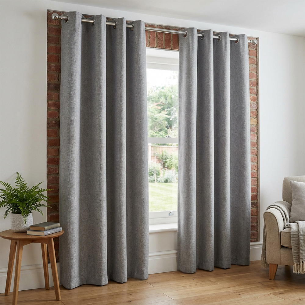 My Home Taylor Silver Blackout Eyelet Curtain 168 x 137cm Image 3