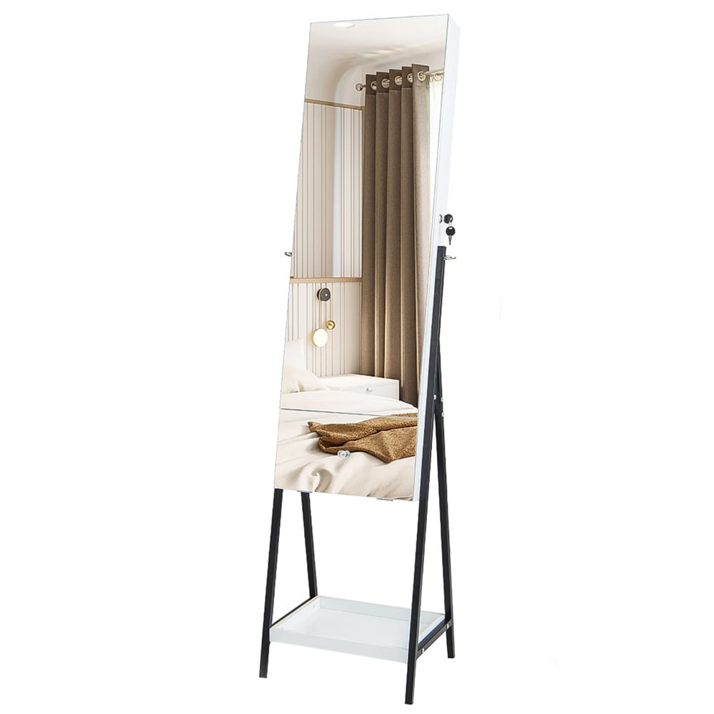 Costway White LED Full Length Mirror Jewellery Armoire Image 1