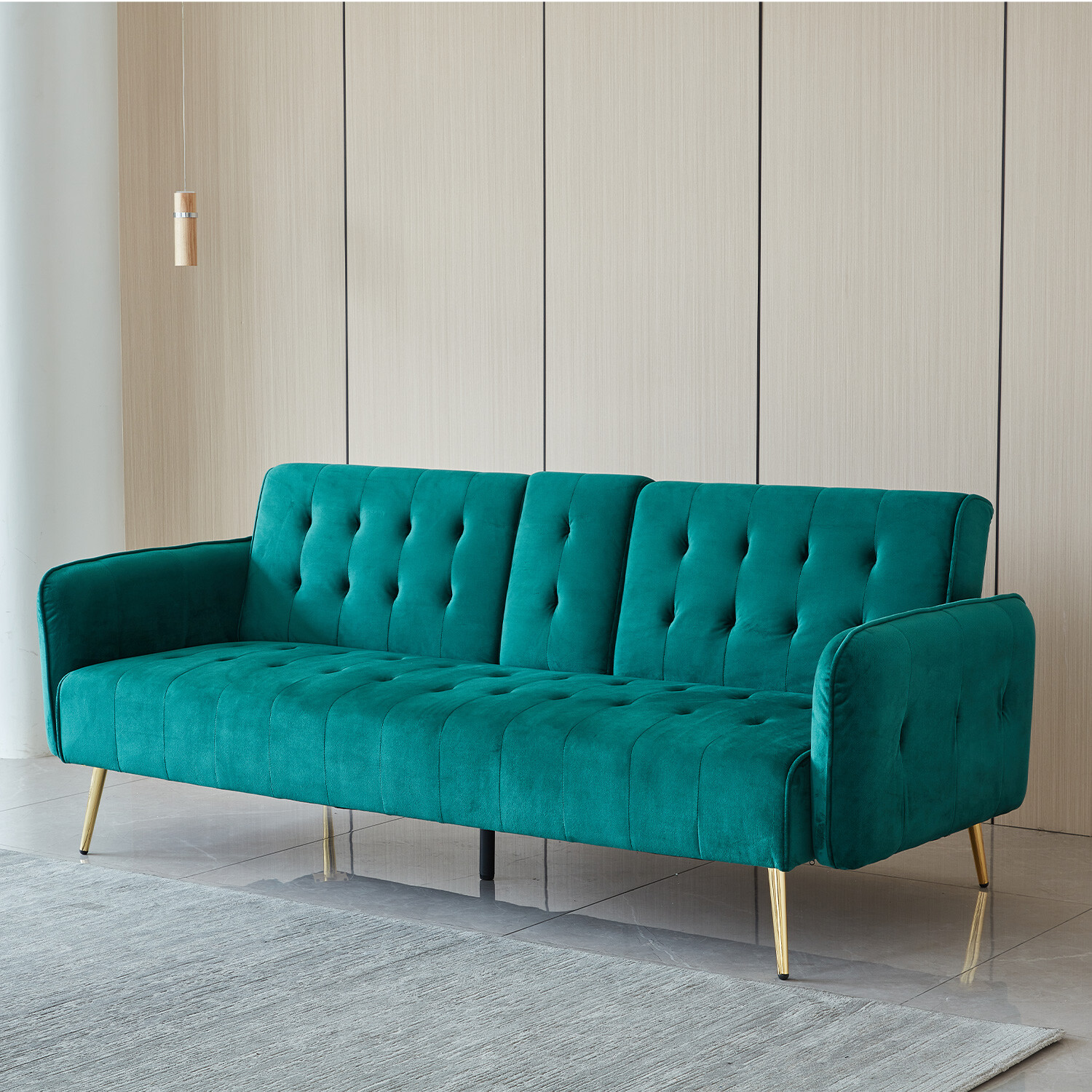 Emerald 3 Seater Green Sofa Bed Image 3