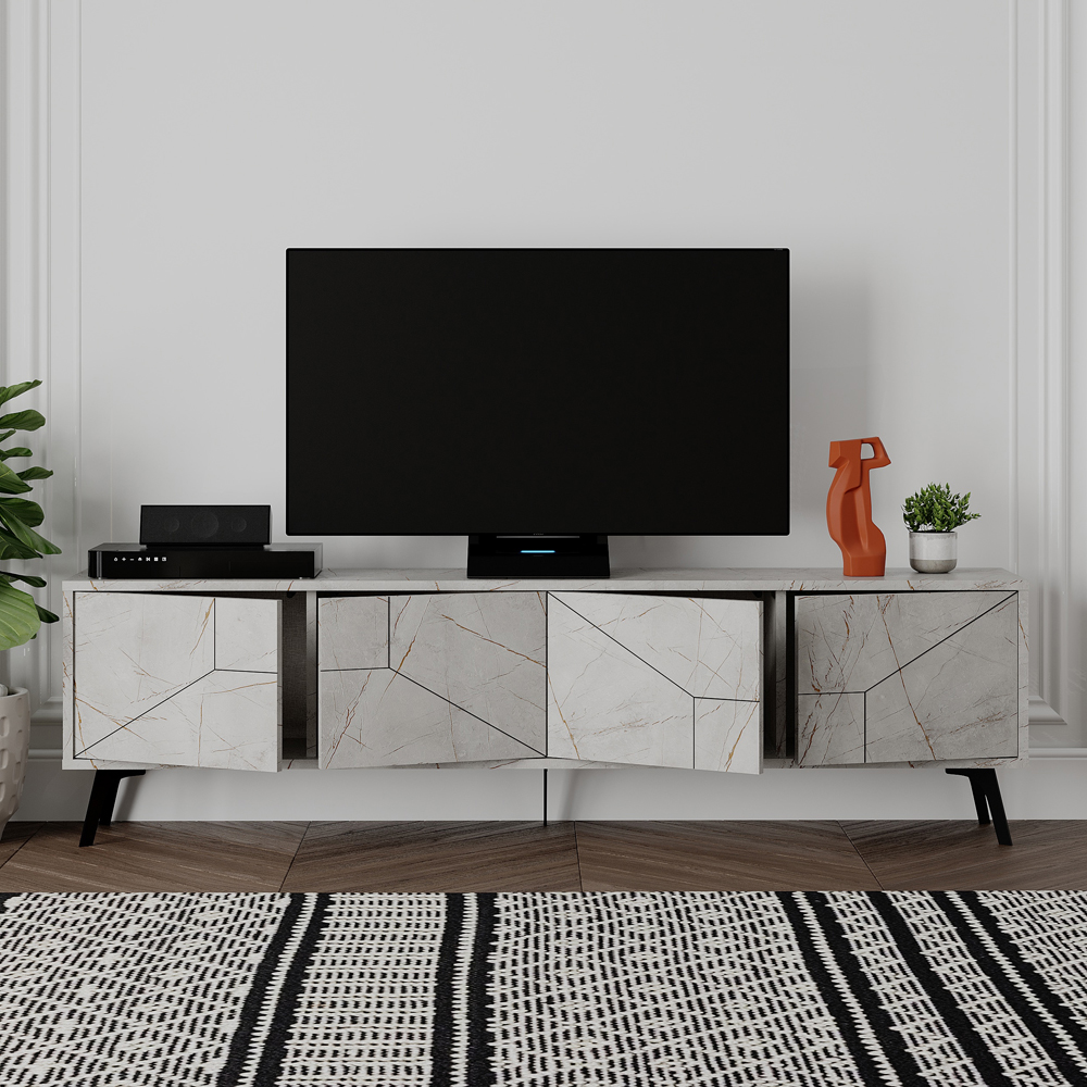 Decortie Dune 4 Door Gold Marble Effect TV Stand Image 4