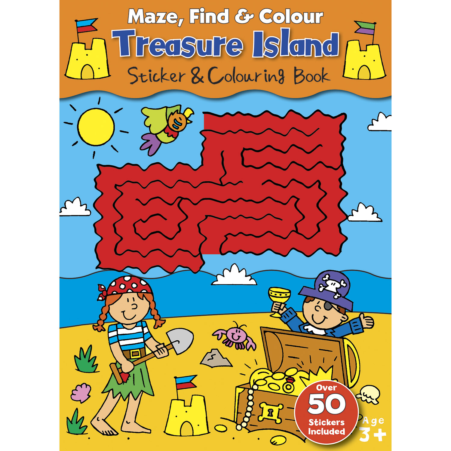 A4 Maze, Find, and Colour Book Image 1
