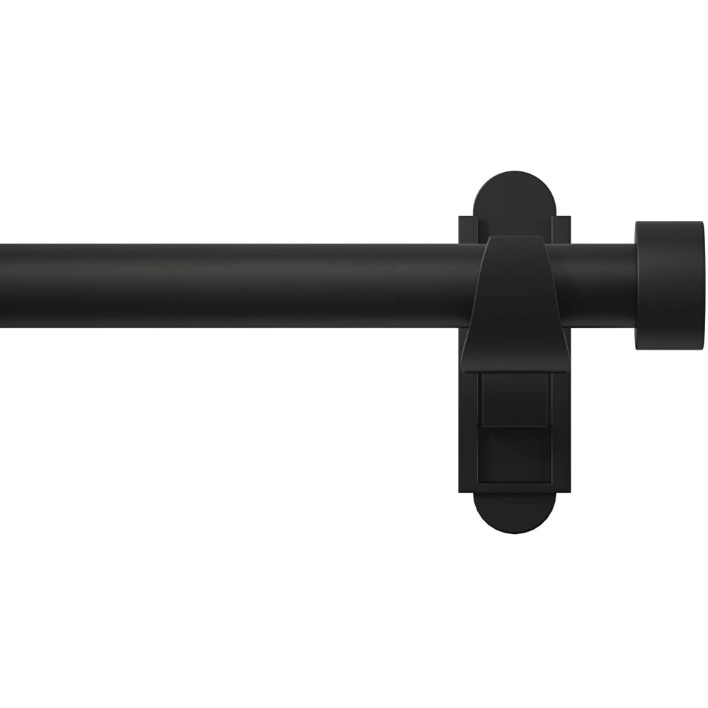 Rothley 125-216cm Matt Black Extendable Stud Finials Curtain Pole Image 1