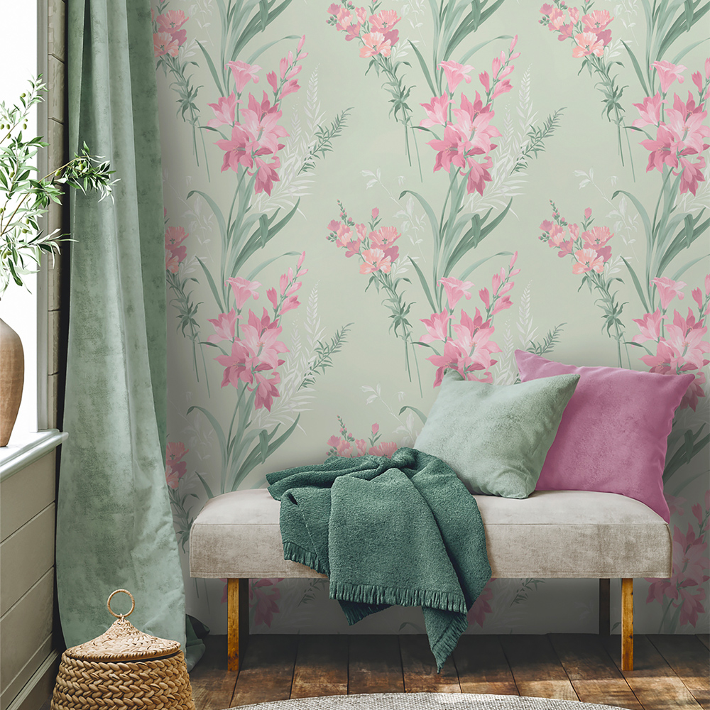 Belgravia Decor Thalia Sage Wallpaper Image 3