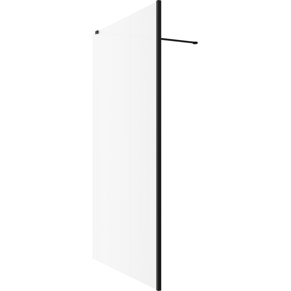 Bathstore Nero Fluted Glass Wetroom Shower Panel with Matt Black Profile and Front Arm 900mm Image 3