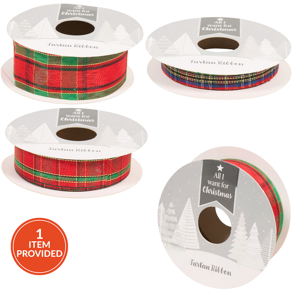 Deep Red and Tartan Ribbon Image 1