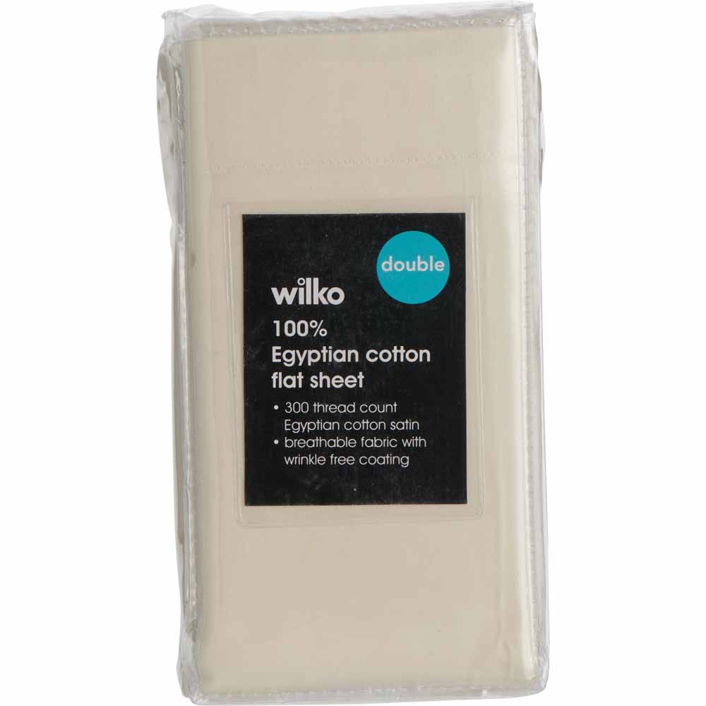 Wilko Best 100% Egyptian Cotton Cream Double Flat Sheet Image 2