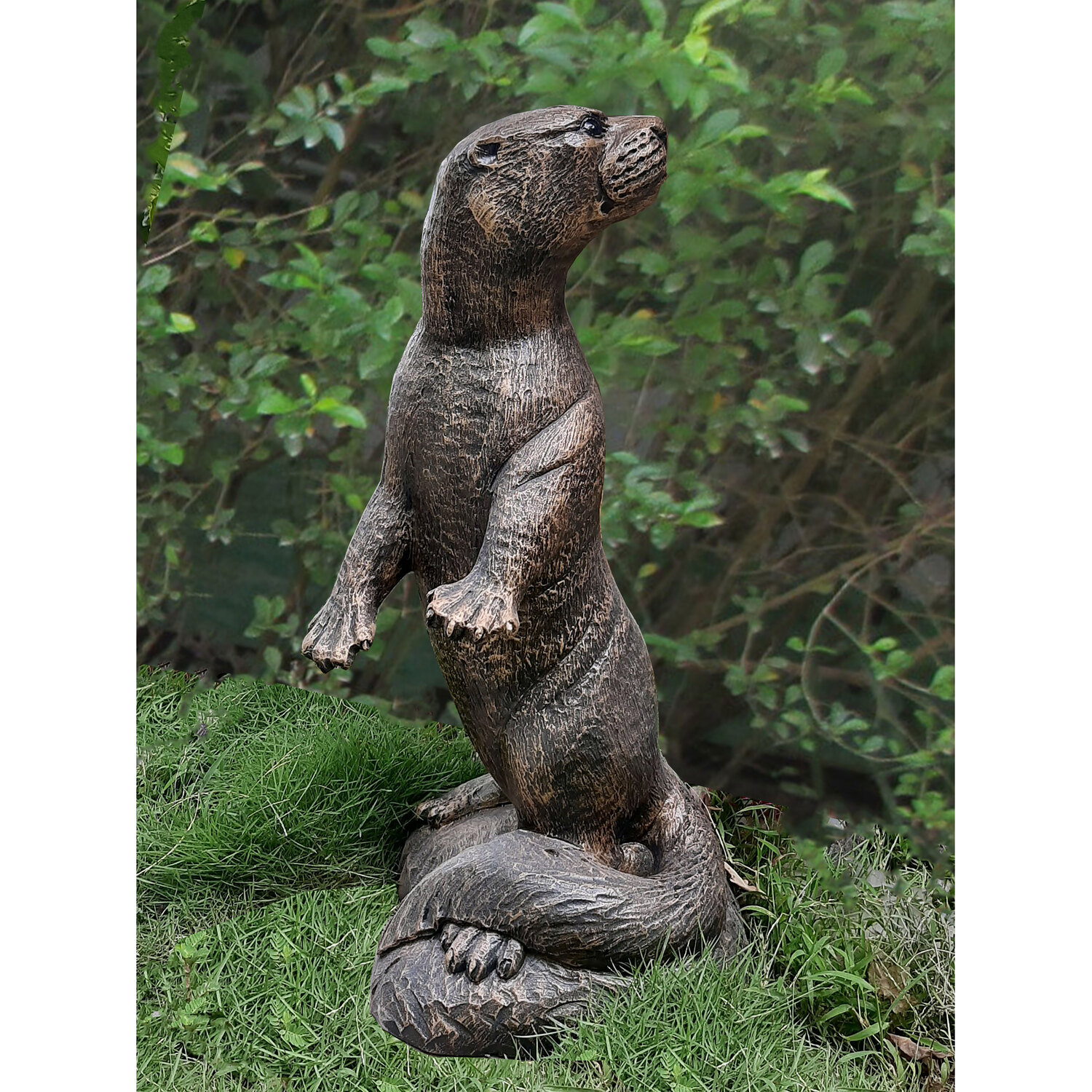 Enigma Standing Otter Bronze Marble and Resin Statue Image 2