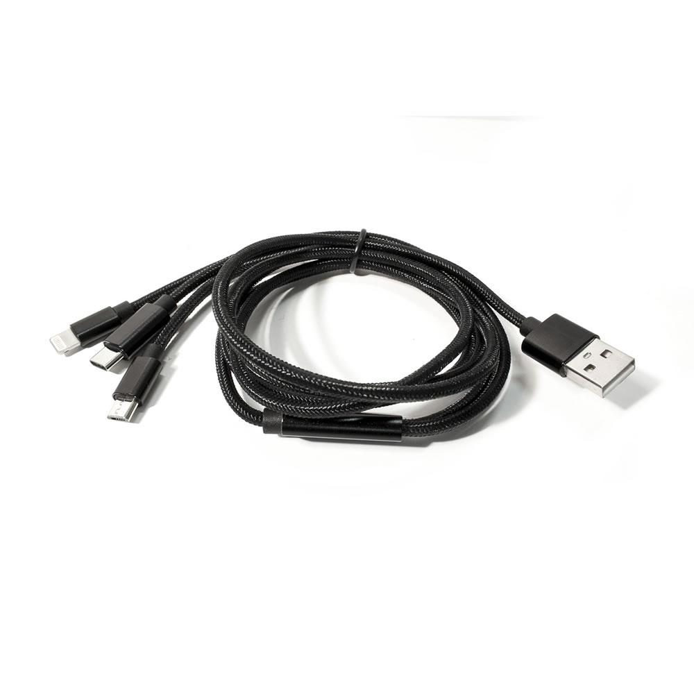 Wilko 1.2m Braided 3 Way Multi USB Cable Image 6