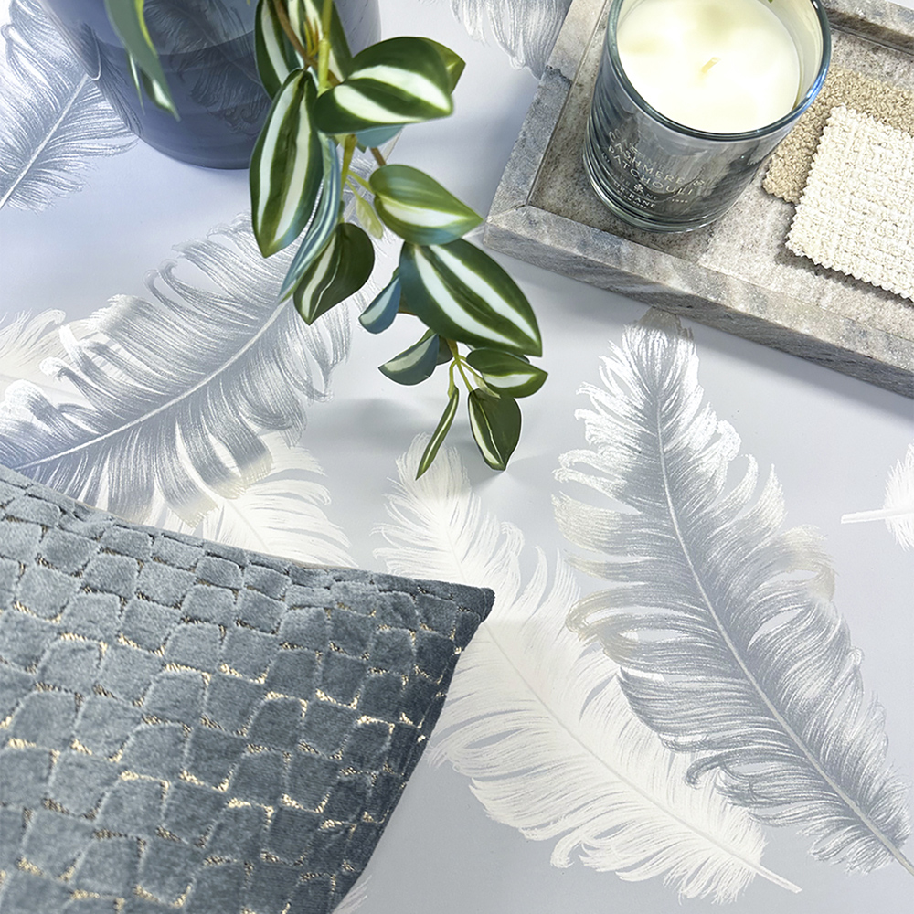 Belgravia Decor Feather Blue Wallpaper Image 2