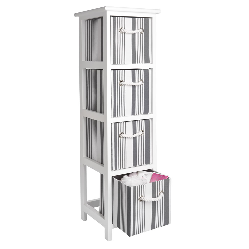Wilko Grey Striped 4 Drawer Unit Wilko