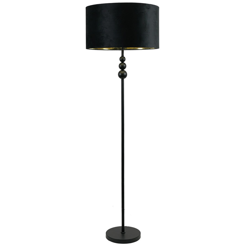 ValueLight Marissa Black Velvet Gold Inner Shade Black Stacked Ball LED Floor Lamp Image 1
