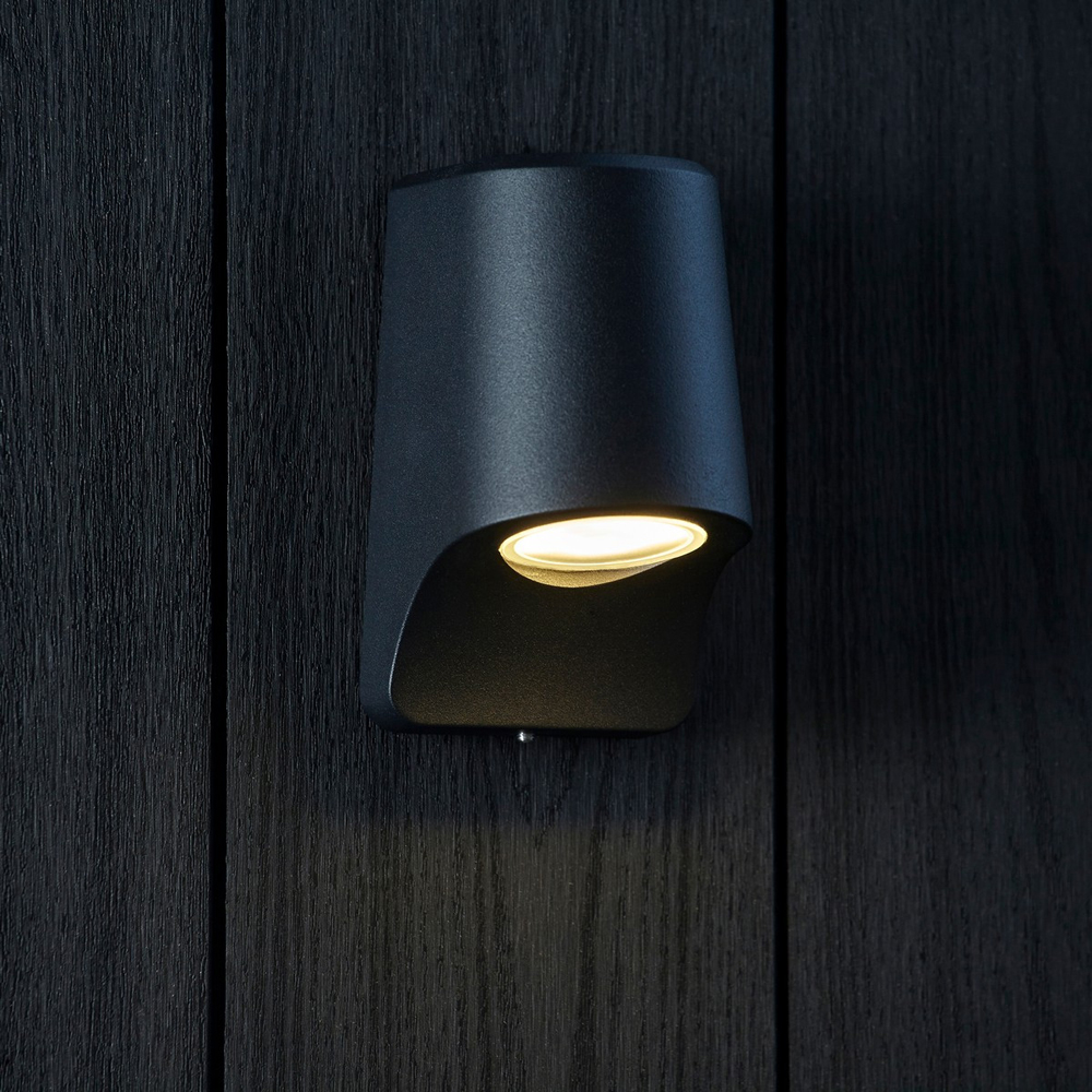 Merano Verona Matt Black Frosted Glass Modern Outdoor Wall Lamp Image 2