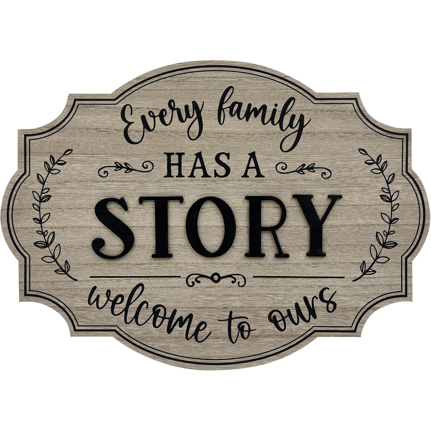 Family Story Welcome Wood Effect Plaque - Natural Image