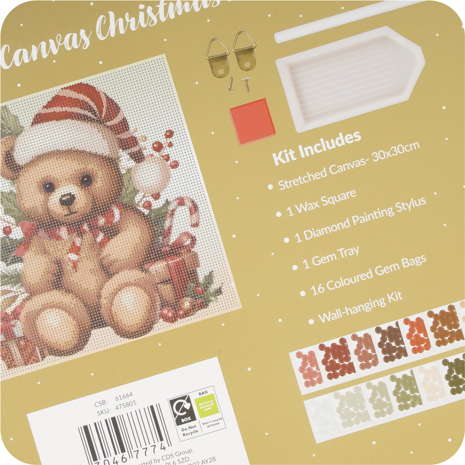 Crystal Canvas Christmas Bear Kit Neutral Image 4