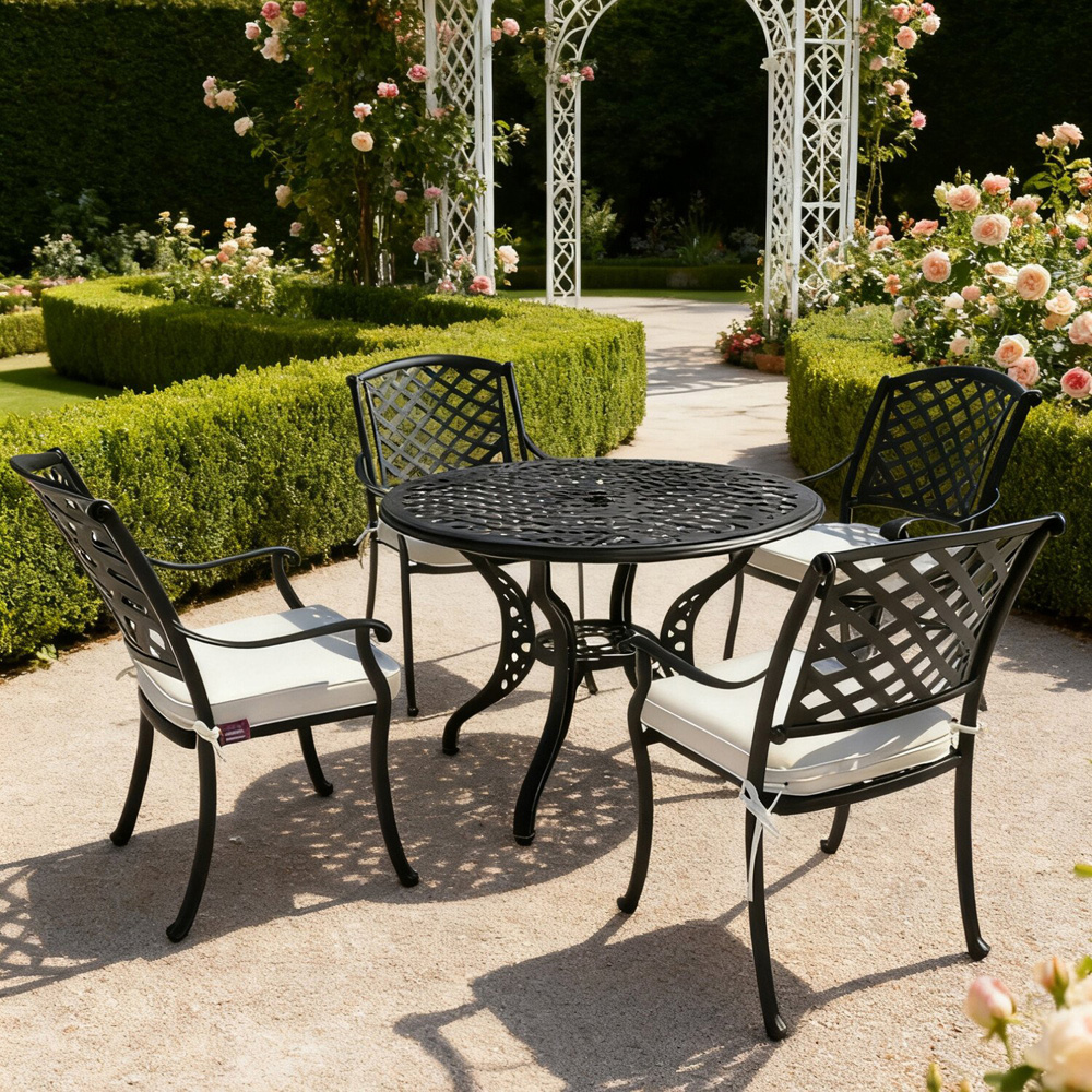 Vera 4 Seater Cast Aluminium Dining Set Image 3