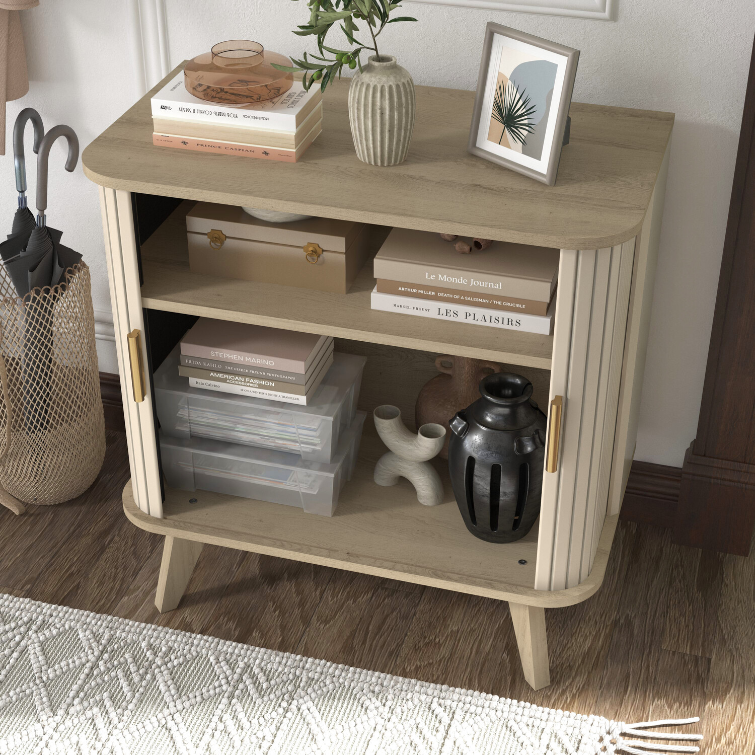 Mateo Sliding Door Sideboard Cream Image 5