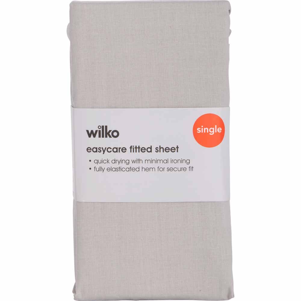 Wilko Easy Care Single Silver Fitted Bed Sheet Image 2