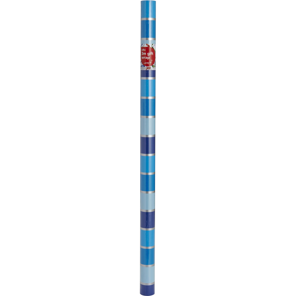Wilko 3m Blue Stripe Roll Wrap Image 4