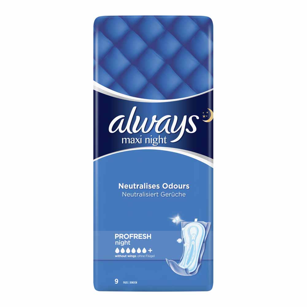 Always Maxi Night Sanitary Towels 9 pack Wilko