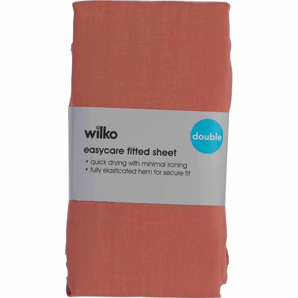 Wilko Soft Terracotta Fitted Sheet Double Image 2