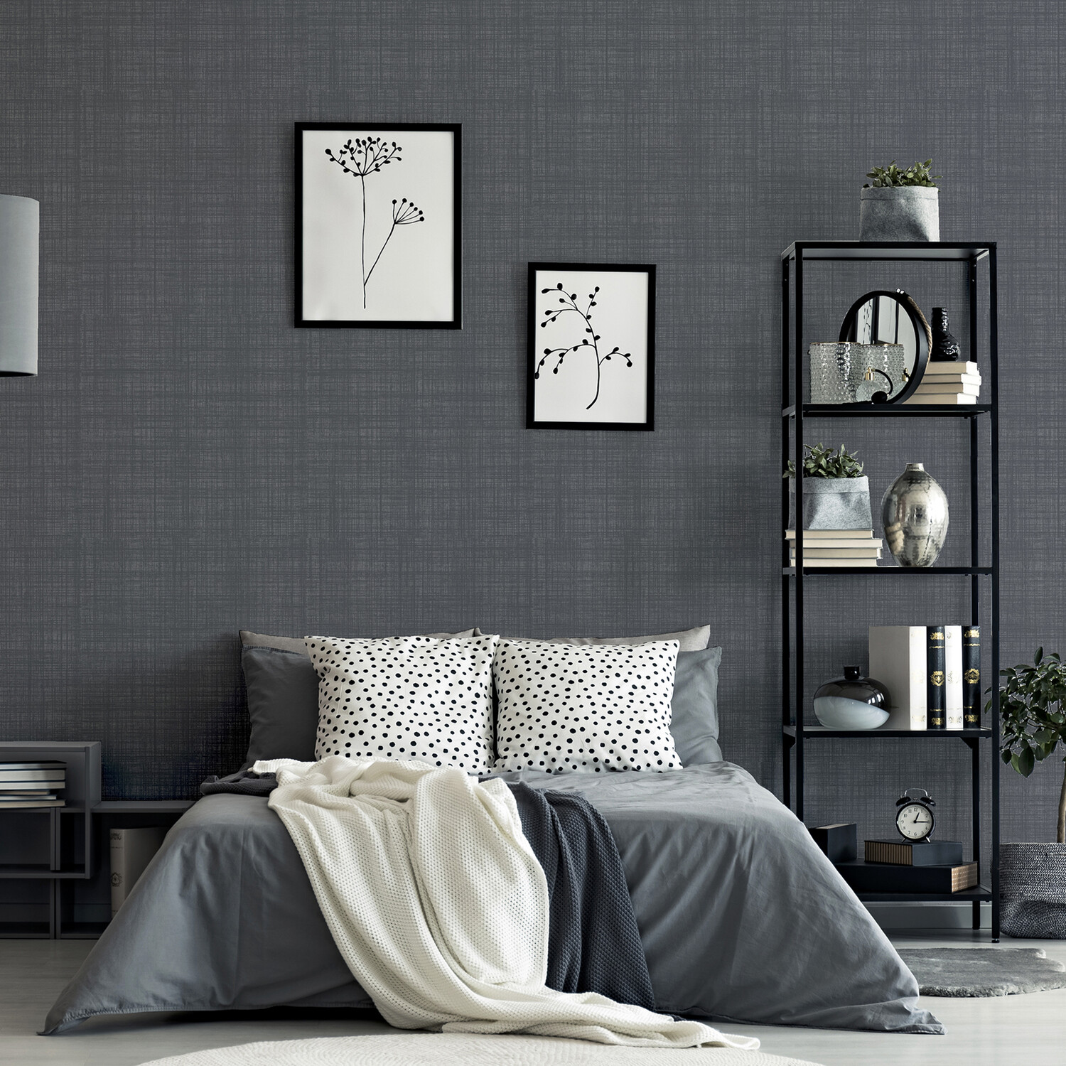 Weave Texture Wallpaper - Dark Grey Image 5