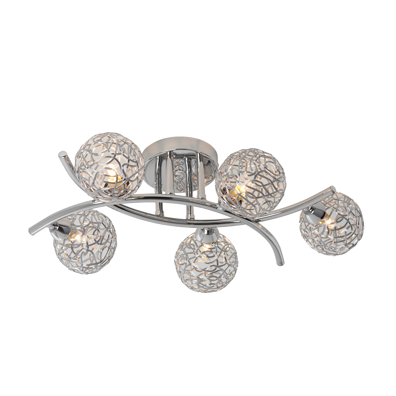 Silver 5 Sphere Electrical Fitting Ceiling Light Image 1