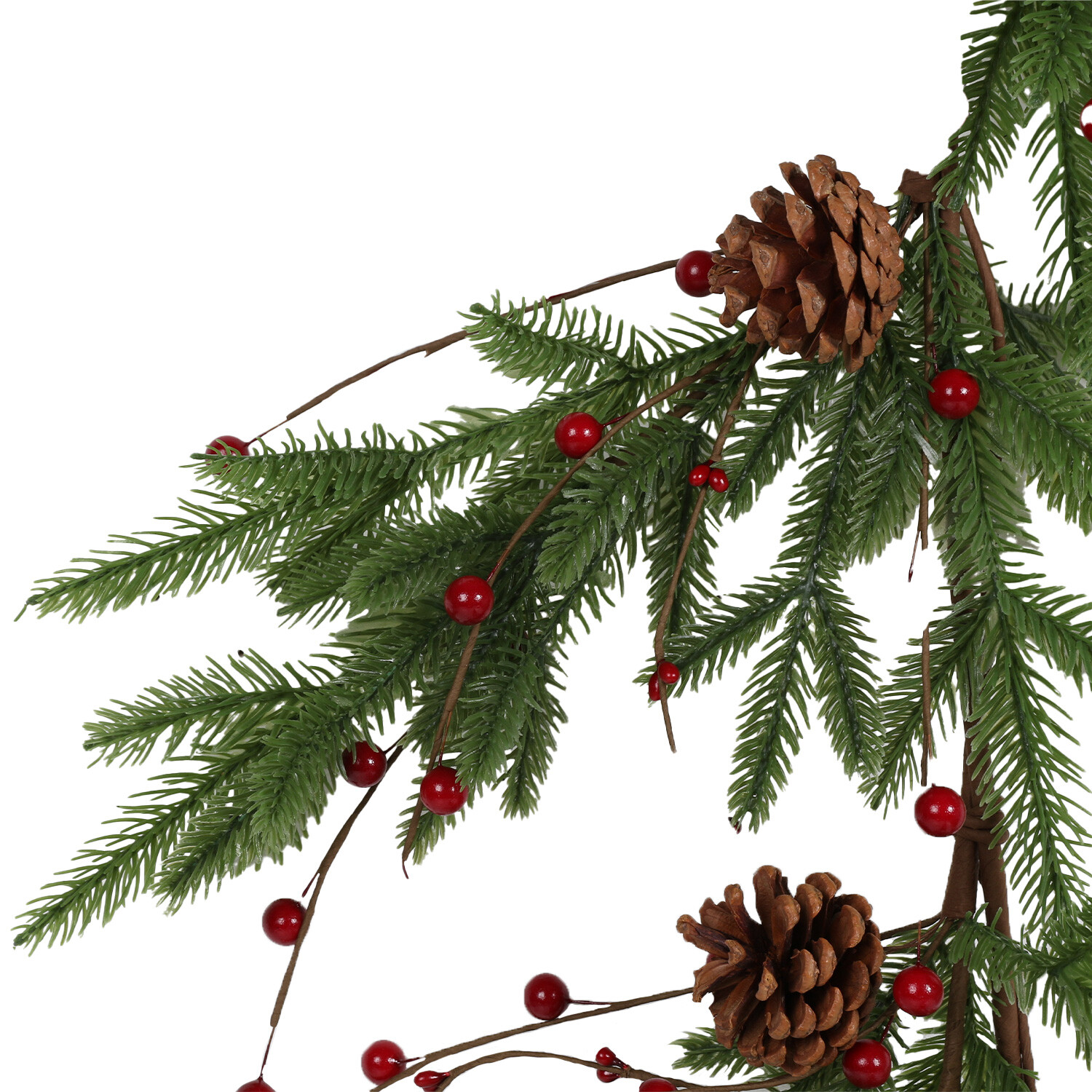 Red Berries and Pinecone Garland - Green Image 3