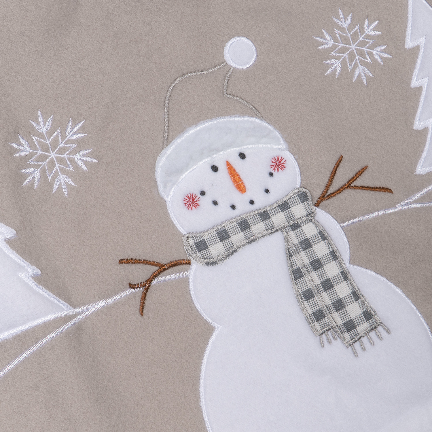 Neutral Snowman Tree Skirt Image 2