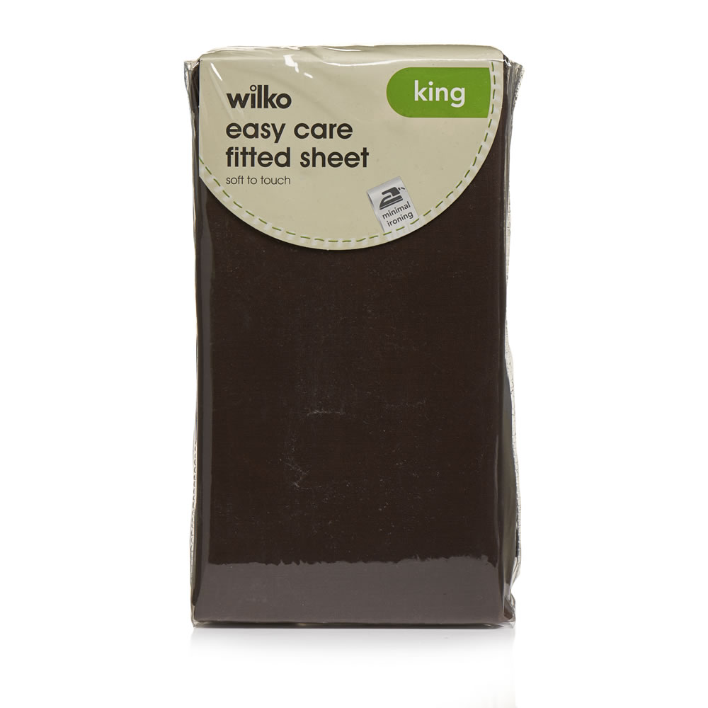 Wilko Fitted Sheet King Size Chocolate Image