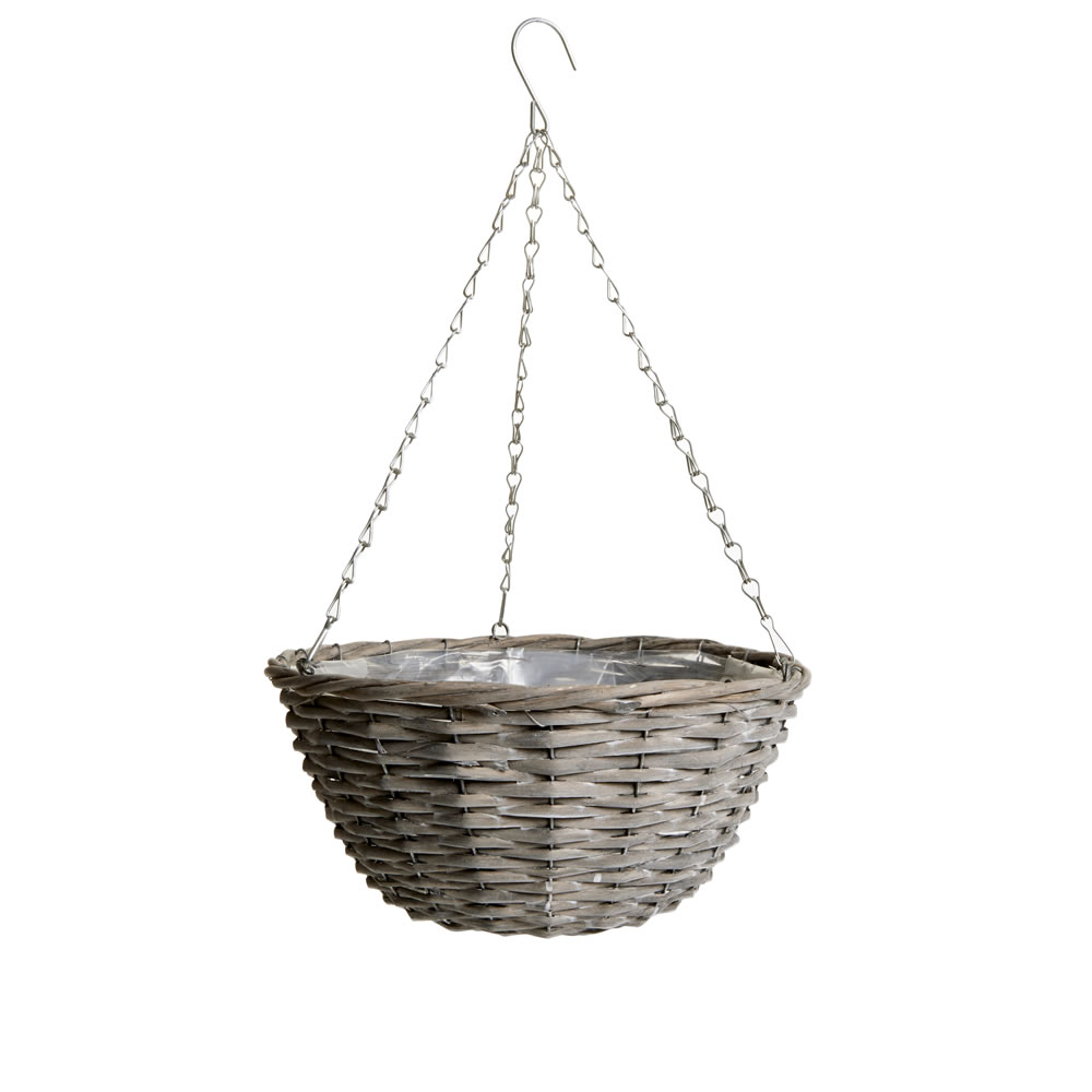 Wilko Hanging Basket Wicker Grey 35cm Image