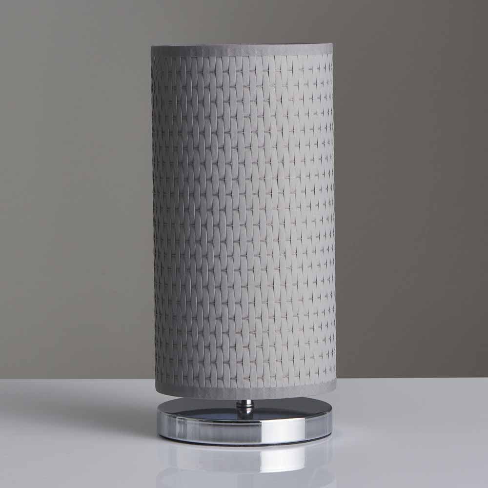 Wilko Chrome Table Lamp Grey Weave Image 1