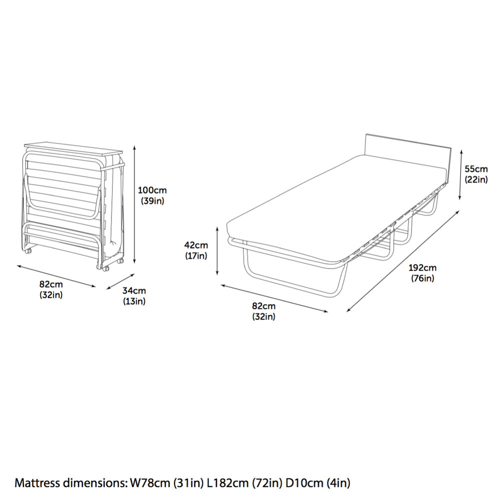 Jay-Be Impression Single Folding Bed with Memory Foam Mattress Image 5