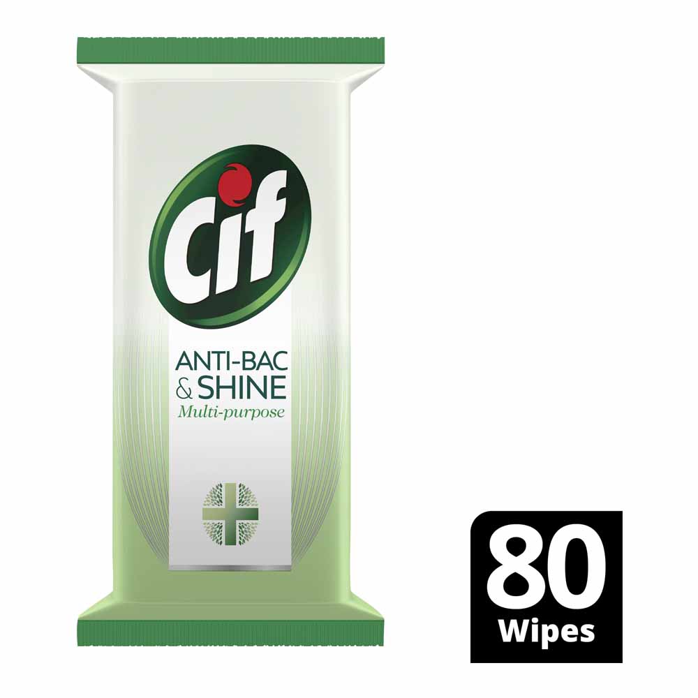 Cif Bio Anti Bacterial and Shine Multi Purpose Wipes 80 Pack Image 1