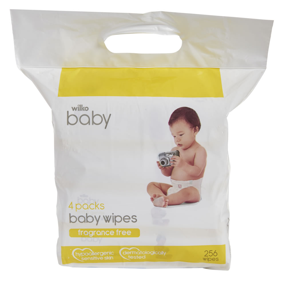 Wilko Soft and Gentle Fragrance Free Baby Wipes Multipack 4 x 64pk Wilko